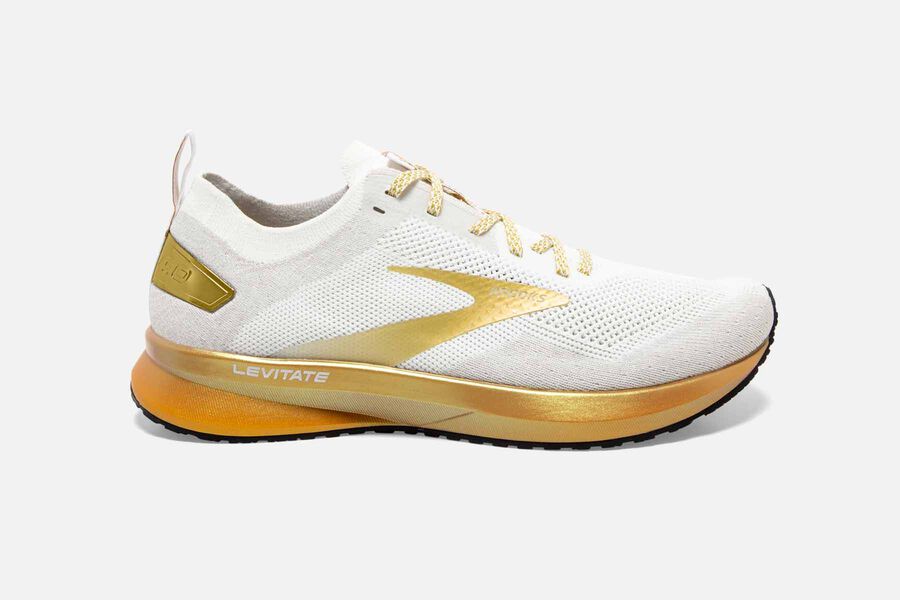 Brooks Women's Levitate 4 Road Running Shoes White/Gold ( PIDWY8549 )